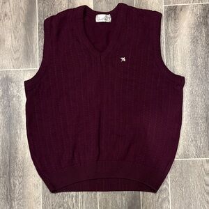 Arnold Palmer Men’s Wine V-Neck Cable Knit Sweater Vest